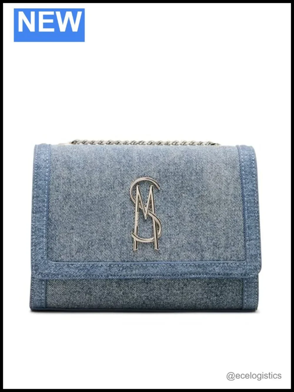 Convertible Shoulder Bag with Chain Strap – Denim